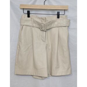 Express Womens Super High Waisted Faux Leather Belted Bermuda Shorts - Size 8